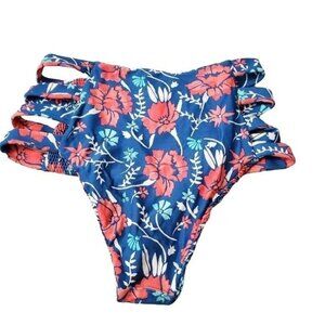 Tori praver Seafoam reversible high waisted ruched bikini bottoms small